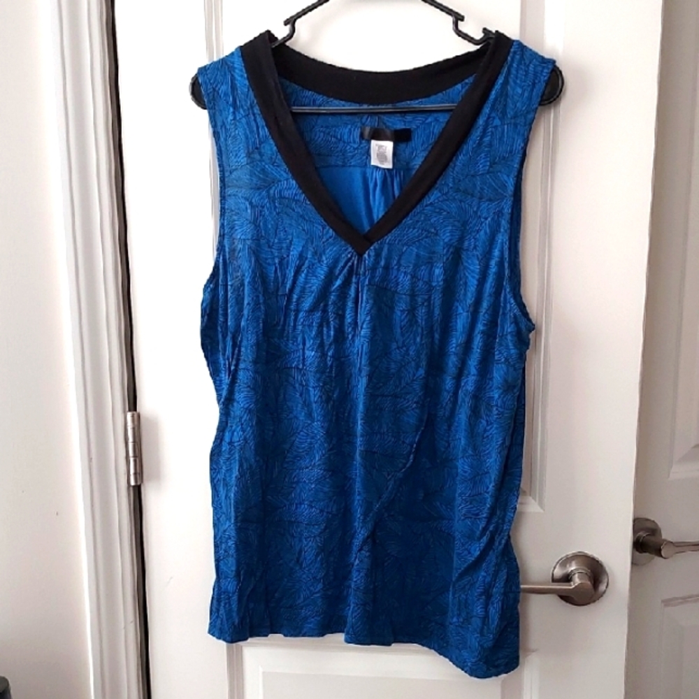 Blue V-Neck Women's Top Xl